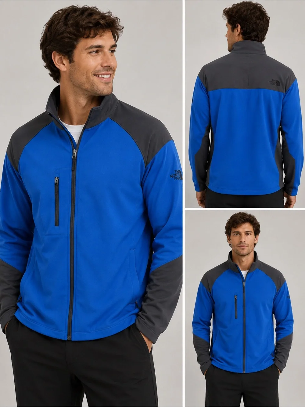 NWT The North Face Men’s Royal Blue and Dark Gray Full-Zip Performance Jacket